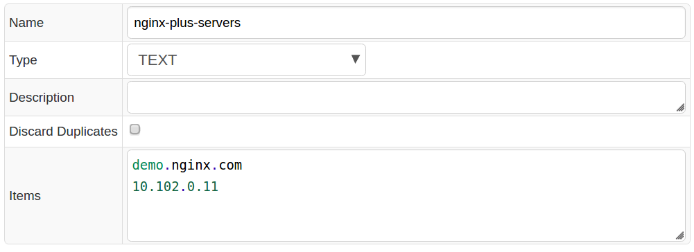 Server list example